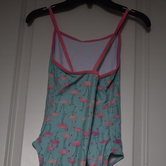 Blue Pink Flamingo One Piece Swimsuit - Picture 3 of 3